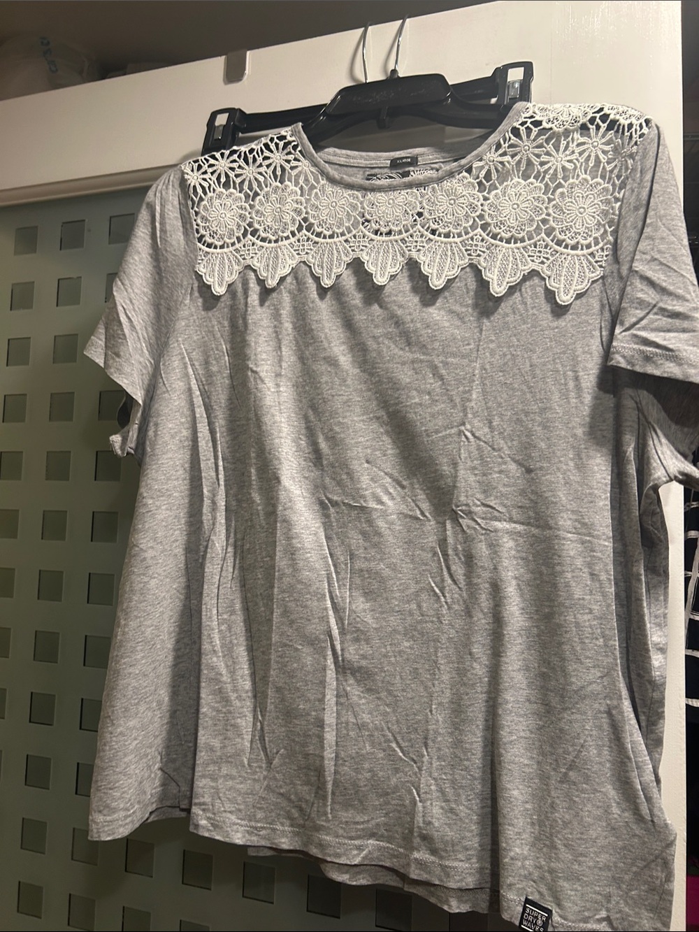 Women's Gray Lace Yoke Tee